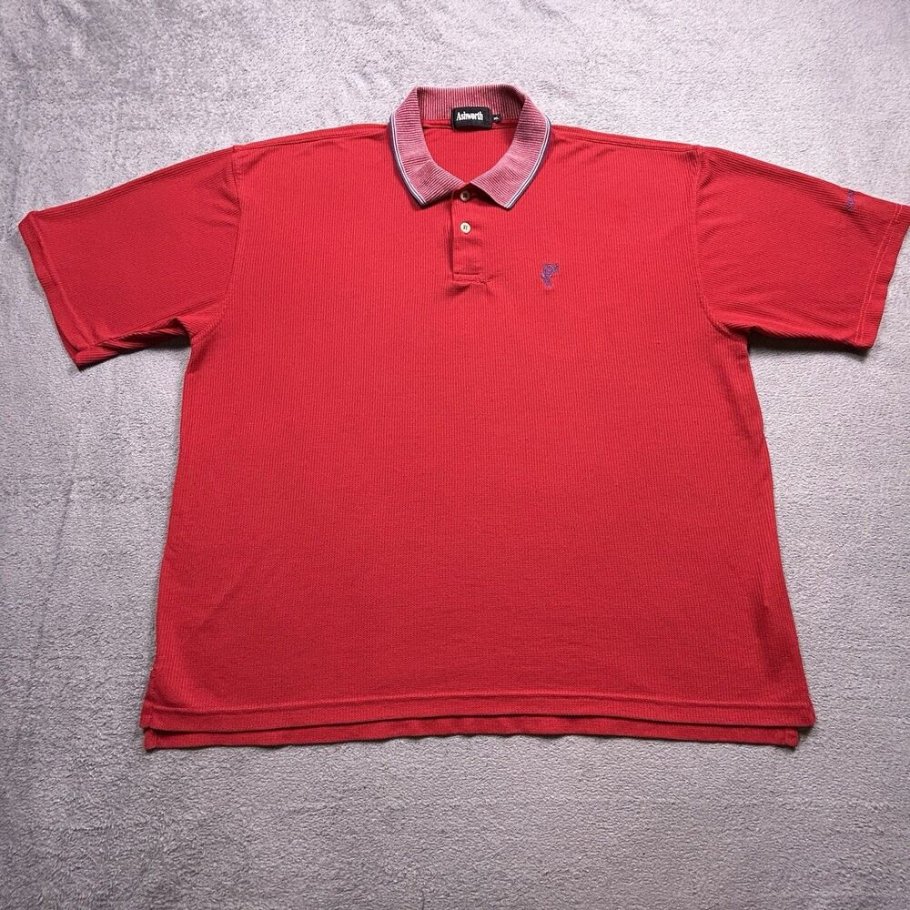 Ashworth Golf Polo Shirt Mens XL Red Waffle Knit Vintage SE Missouri